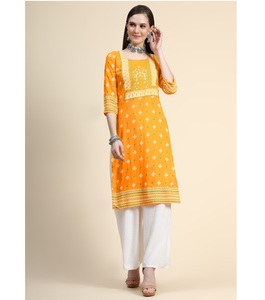 Maruti Fashion's New Exclusive Heavy Rayon Fabric Ladies Kurta / Kurti Casual Party Wear Impresión digital Indian Pakistani - Product Image 1