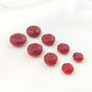 ลูกปัดหินควอตซ์สีแดงทรงรอนเดลล์และทรงเมลอน สำหรับทำเครื่องประดับ วัสดุหินแกะสลักลายดอกไม้ ขายส่ง - Product Image 1