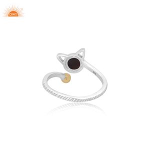 Anillo de Plata de Ley 925 con Diseño de Ojo de Tigre y Cola de Dos Tonos, Ajustable, Fabricante de Joyería Personalizada - Product Image 2