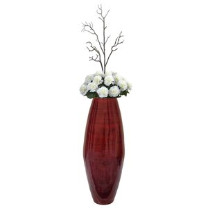Hot Sale Modern Red Spun Glasshour Shape <b>Bamboo</b> Flower <b>Vase</b> Wedding Stylish <b>Bamboo</b> Floral <b>Vases</b> - Product Image 5