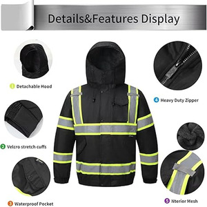 Chaqueta de seguridad para hombre, chaqueta reflectante de alta visibilidad de dos tonos, ropa de trabajo, chaqueta Bomber de alta visibilidad para hombre, fabricada por Dress Sports - Product Image 3