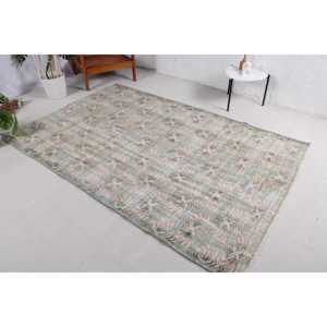 พรมวินเทจ ขนาด 5.2x8 ฟุต พรมขนาดใหญ่ ลายตารางสีเขียว พรมขนสัตว์ตุรกี - Product Image 2