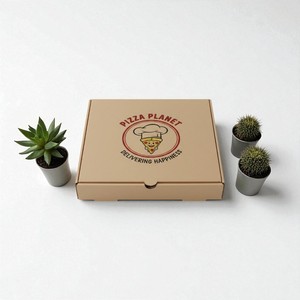 Boîtes à pizza rectangulaires personnalisées avec logo Papier kraft biodégradable recyclable écologique Restaurants à emporter au micro-ondes - Product Image 5