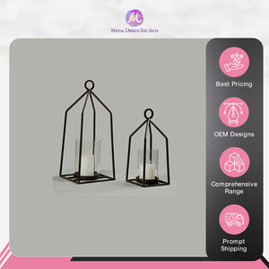 Vajilla de calidad superior, portavelas, tarro de Metal fabricado en la India, portavelas Golden Hurricane, a granel - Product Image 2