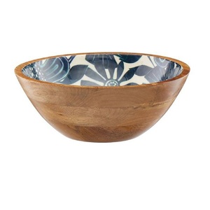 Acacia Wooden Bowl Direct Factory Supply <b>Sticker</b> Enamel Wooden Bowls for Serving Mixing Salad Soup Acacia Wooden Salad Bowl - Product Image 2