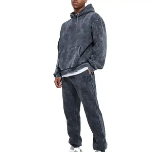 Survêtement imprimé streetwear en molleton 100% coton 400g à capuche pour homme – Qualité supérieure, couleur unie personnalisable, respirant, style hiver - Product Image 3