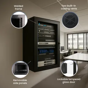 Extralink 12U Tipo oscilante Gabinete de montaje en rack de pared 600x600 AZH Metal negro en stock - Product Image 5