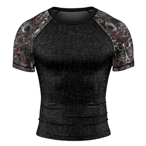 Rashguard pour hommes, personnalisez votre propre logo, rashguard à manches courtes sublimé, rashguard MMA, rashguard BJJ avec étiquette blanche - Product Image 1