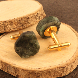 Cá Nhân Tự Nhiên Liệu Ngọc Lục Bảo Người Đàn Ông Thời Trang Khuy Măng Sét Mạ Vàng Có Thể Birthstone Khuy Măng Sét Bán Buôn Cung Cấp Đồ Trang Sức Khuy Măng Sét - Product Image 5