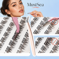 Kit d'extensions de cils courbés en PBT mélangé, faux cils coréens auto-adhésifs, application facile, DIY à domicile MSC-200