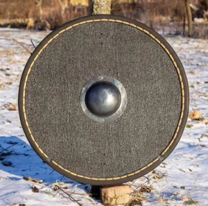 Armadura medieval Escudo vikingo redondo negro Escudo vikingo medieval Escudo de madera de Calvin Handicraft - Product Image 5