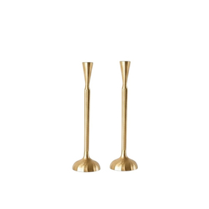 Ensemble de 2 élégants bougeoirs en métal chromé argenté, bougeoirs modernes hauts et fins pour table à manger, décoration de mariage, décoration de la maison - Product Image 5