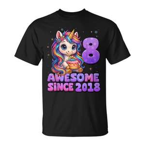 Camiseta Unicornio 2018 para niñas de 8 años, impresionante desde el octavo cumpleaños, camiseta promocional impresionante - Product Image 1
