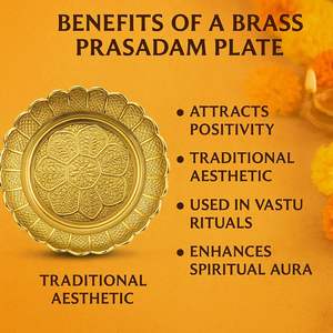 Plateau de Puja en laiton pour Mandir, design Nakshi, Thali Bhog, Plateau Vastu pour le culte de Lakshmi, Diwali, cadeau festif - Product Image 5