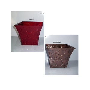 Juego de 2 macetas de metal de calidad premium con forma y tamaño personalizados con maceta de metal con acabado recubierto de diferentes colores - Product Image 1