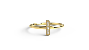 Luxury 18K Gold Vertical <b>Bar</b> Round Diamond Ring For Women Stacking Ring Anniversary Promise Gift Fine Jewelry For Women - Product Image 1