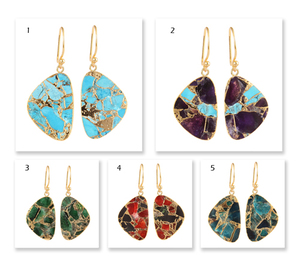 Mohave – boucles d'oreilles à crochet en cuivre émeraude Turquoise, boucles d'oreilles en plaqué or 24k, fil d'oreille, boucles d'oreilles fantaisie pour déclaration, nouvelle collection - Product Image 2