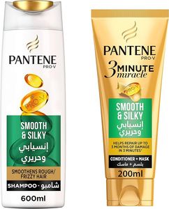 Shampooing Pantene Pro-V Lisse et Soyeux – Formule anti-frisottis et hydratation intense pour cheveux secs - Product Image 1