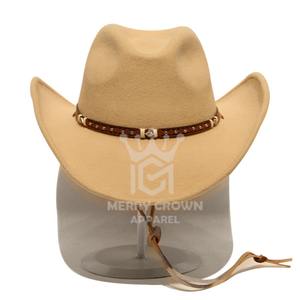 Top Trending Pakistan Made Premium Quality Cowboy Leather Private Label Made Men Sombrero de cuero de vaquero - Product Image 6