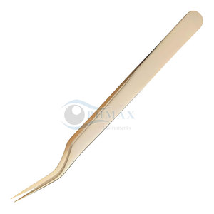 Pinzas de pestañas de precisión chapadas en oro para técnicos de extensión de pestañas de salón Pinzas de pestañas recubiertas de oro para salón de belleza - Product Image 2