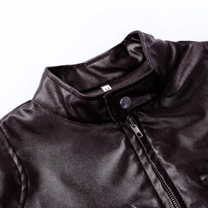 Veste en cuir rétro pour homme, veste de motard à col montant, manteau multi-poches coupe ajustée, vêtements d'extérieur pour l'automne et l'hiver - Product Image 4