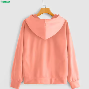 Sweat-shirt à capuche décontracté épais personnalisé en tricot, couleur unie, manches longues, pour femmes, tissu respirant et confortable, 100% coton - Product Image 2