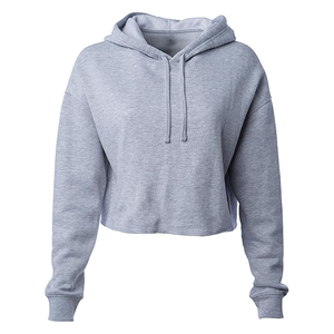 High Quality Women's 100% Cotton Crop <b>Top</b> Hoodies Breathable Streetwear for <b>Winter</b> with Front Logo and Hooded Collar - Product Image 3