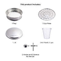 Ensemble de 160 gobelets en plastique de luxe en acier inoxydable pour la Sainte-Cène, 4 plateaux, finition miroir polie, anneau de fond stable, durable, compatible lave-vaisselle