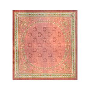 Alfombras de Lana Anudadas a Mano Aalam, Diseño Floral y Abstracto en Rojo y Naranja, Rectangulares de 9x12, para Entrada y Sala de Estar, PAEM-470 - Product Image 1