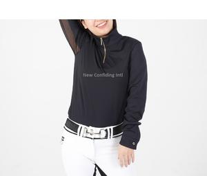 Ropa ecuestre de secado rápido para mujer, camisas ecuestres de media cremallera de manga larga con capa Base, estampadas personalizadas, para montar a caballo, venta al por mayor - Product Image 4