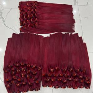 VENTA AL POR MAYOR HUESO RECTO COLORES BURGUNDY DONANTE CRUDO SUPER DOBLE SUAVE CUTICULA SEDA ALINEADA EXTENSIONES DE CABELLO HUMANO VIETNAMÉS - Product Image 3