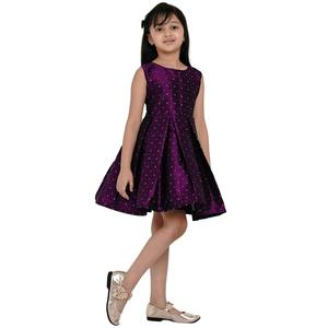 Shoryam Fashion Modern Purple Girls Party Dress | Sleeveless <b>Polka</b> <b>Dot</b> Frock Flared <b>Skirt</b> Knee-Length Kids Casual Party Wear - Product Image 4