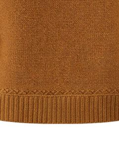 Customized Camel Brown Jacquard Knit Sweater Floral Textured Crew Neck <b>Long</b> Sleeve Winter Pullover <b>For</b> <b>Women</b> Custom Wholesale - Product Image 5