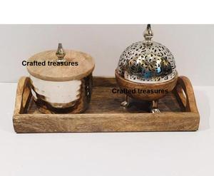 Ensemble de brûleur à bakhoor en bois de qualité supérieure avec boîte en acrylique, design Mubakhar, brûleur d'encens, cadeau pour la maison, le bureau, pour la fragrance - Product Image 6