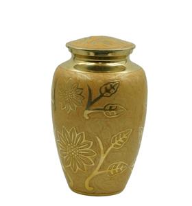 Urnas funerarias de aluminio Eternity Cream y Gold para adultos, estilo hermoso humano, urna funeraria de entierro hecha a mano para cenizas, tamaño personalizado - Product Image 1
