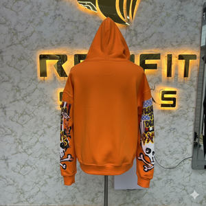 เสื้อฮู้ดมีซิปสำหรับผู้ชายเสื้อฮู้ดพิมพ์ลายสีดำ - Product Image 2