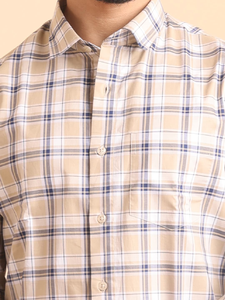 Camisa de manga larga de algodón con cuadros básicos de la mejor calidad en azul marino, elegante, cómoda y versátil para uso diario - Product Image 6