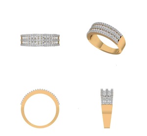 แหวนเพชร CZ สำหรับผู้หญิง5เส้น925ชุบโรเดียมเงินสเตอร์ลิงการตั้งค่าช่อง - Product Image 2