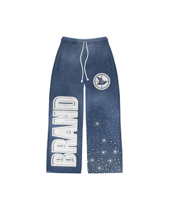 Nuevo diseño Vintage Washed Streetwear Conjunto de dos piezas Ropa deportiva Logotipo personalizado Impreso Rhinestone Sunfaded Sweatsuit Chándales. - Product Image 5