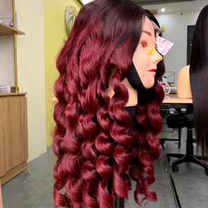 Peluca con malla frontal de cabello humano alineada con cutícula para mujeres negras Pelucas coloridas personalizadas Pelucas de densidad 180% - Product Image 1