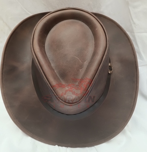 Chapeau de cowboy en cuir marron vieilli, fait main, style western, à large bord, pour homme, idéal pour la randonnée et l'équitation - Vente chaude en gros - Product Image 2