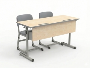 Ensemble de chaise et bureau double ARSU moderne et écologique de haute qualité avec structure métallique sans tiroirs pour usage scolaire - Product Image 3