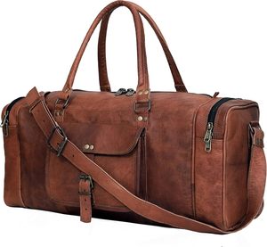 Premium Handmade Brown Leather Duffle <b>Bag</b> Genuine Leather Travel <b>Luggage</b> <b>Weekend</b> Overnight Gym Carry On Wholesale - Product Image 3