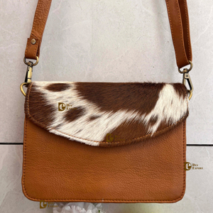 Sac à main en cuir de fourrure de vachette véritable élégant pour femmes et sac à provisions de style occidental - Product Image 1
