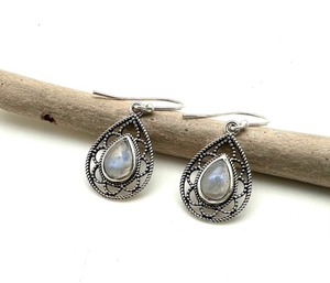 Bijoux pour femmes Boucles d'oreilles en argent style bohème Bijoux en argent sterling 925 Pierre de lune Pierre précieuse Tendance Boucles d'oreilles faites à la main Cadeau pour - Product Image 3
