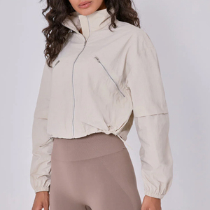 Veste coupe-vent légère de qualité supérieure avec logo personnalisé, col montant zippé, ourlet ajustable pour femmes - Product Image 6