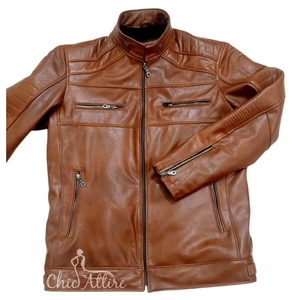Chaquetas de cuero genuino hechas a mano reales para hombres Vintage nueva llegada estilo de motorista de alta calidad senderismo al aire libre chaquetas de aspecto real - Product Image 1