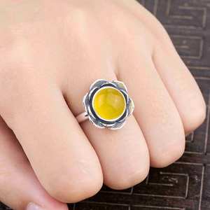 925 Sterling Silver Bezel Setting <b>Adjustable</b> <b>Ring</b> Yellow Quartz Rose Design Semi Mount Classic Style IGI Certified Jewelry - Product Image 5