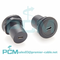 10 Gbps PD 100W USB 3.1 Tipe C perempuan Ke mikro B perempuan bulat Flush Panel Mount soket Coupler melewati konektor