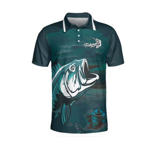 Polos de pesca de moda con impresión por sublimación, jersey de pesca hecho a medida/Polo de poliéster barato para hombres - Product Image 1